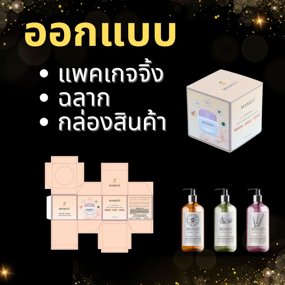 รับออกแบบแพคเกจจิ้งสินค้า บรรจุภัณ กล่องเครื่องสำอาง กล่องสบู่ ฉลากอาหาร โลโก้